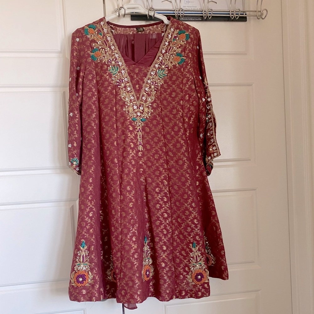 Formal frock style shirt with slip and dupatta